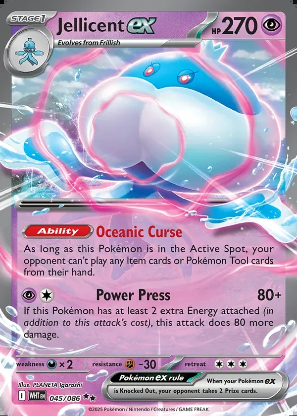 Jellicent 045/086, White Flare English Print with "Play! Pokémon" stamp, card art reference