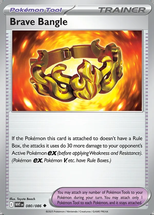 Brave Bangle 080/086, White Flare English Print with "Play! Pokémon" stamp, card art reference