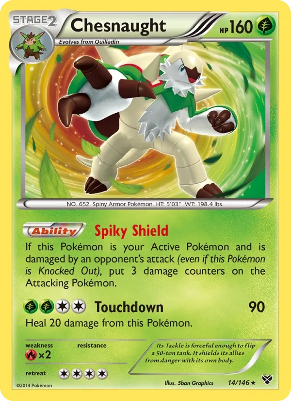 Chesnaught 014/146, XY English Cosmos Holofoil, card art reference