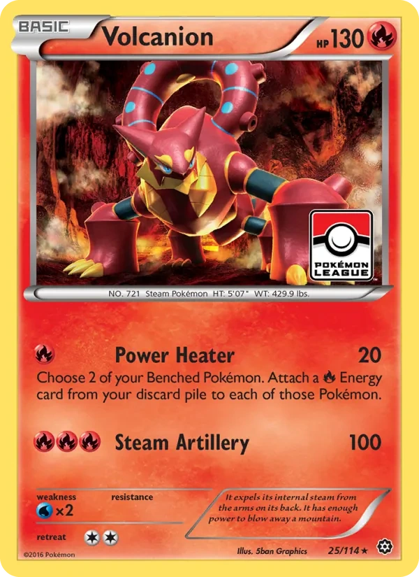 Volcanion 025/114, Steam Siege English Cracked Ice Holofoil, card art reference