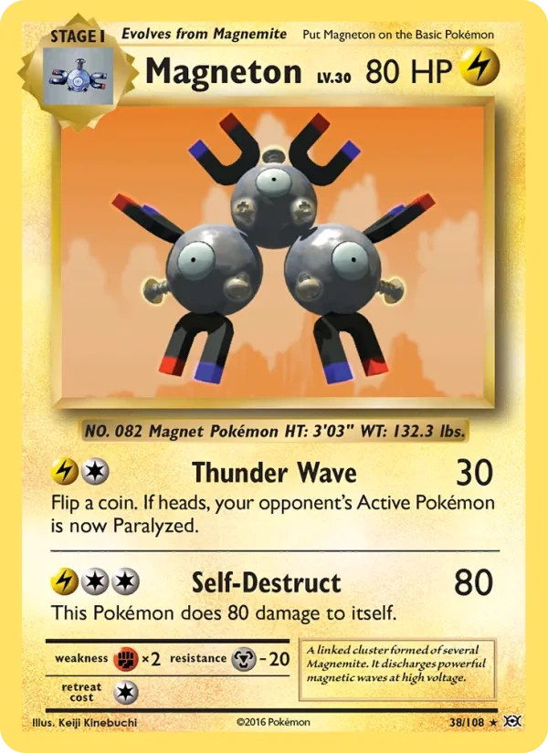 Magneton 38/108, Evolutions English Non Holo, card art reference