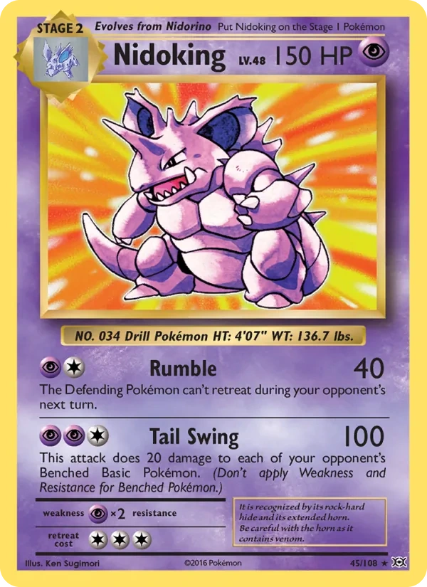 Nidoking 45/108, Evolutions English Non Holo, card art reference