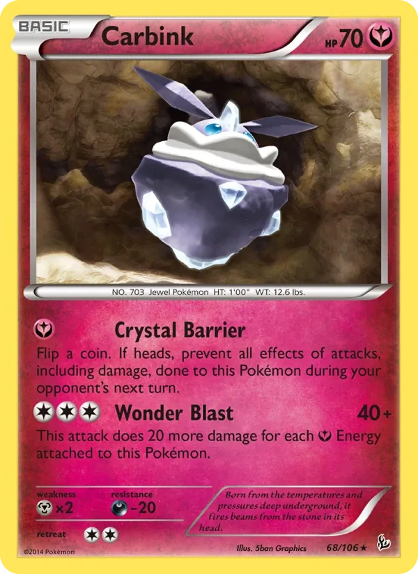 Carbink 068/106, Flashfire English Non Holo, card art reference