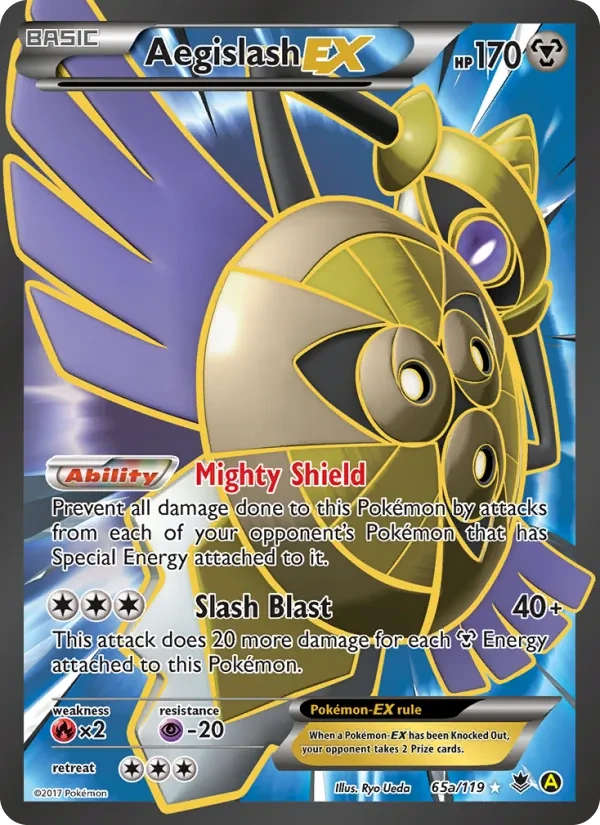 Aegislash-EX 065a/119, Phantom Forces English Yellow A Alternate art, card art reference