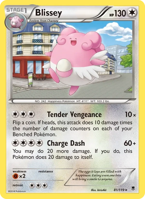 Blissey 081/119, Phantom Forces English Cosmos Holofoil, card art reference