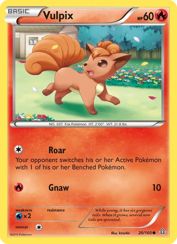 Vulpix 020/160, Primal Clash English Build-A-Bear stamp, card art reference