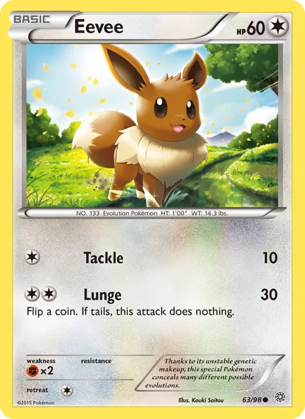 Eevee 063/95, Ancient Origins English Build-A-Bear stamp, card art reference