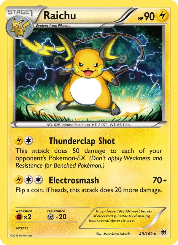 Raichu 049/162, BREAKthrough English Cracked Ice Holofoil, card art reference