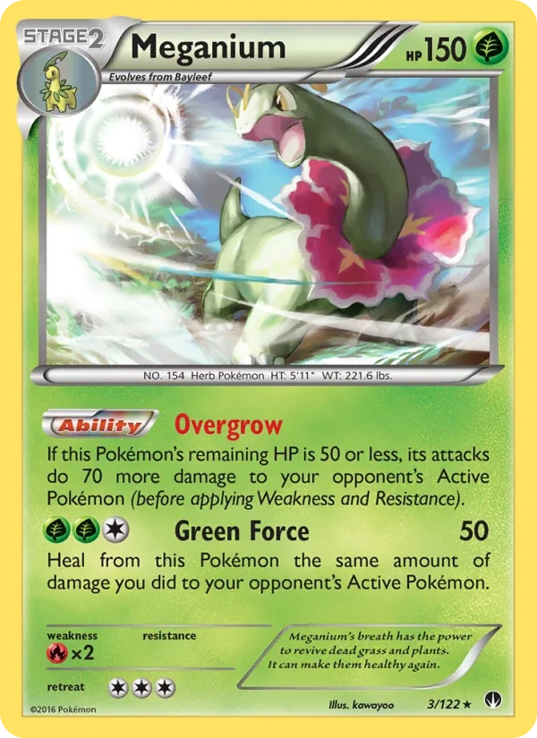 Meganium 003/122, BREAKpoint English Cosmos Holofoil, card art reference