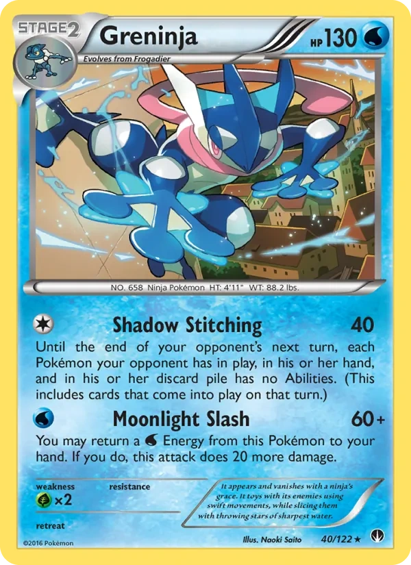 Greninja 040/122, BREAKpoint English Cracked Ice Holofoil, card art reference