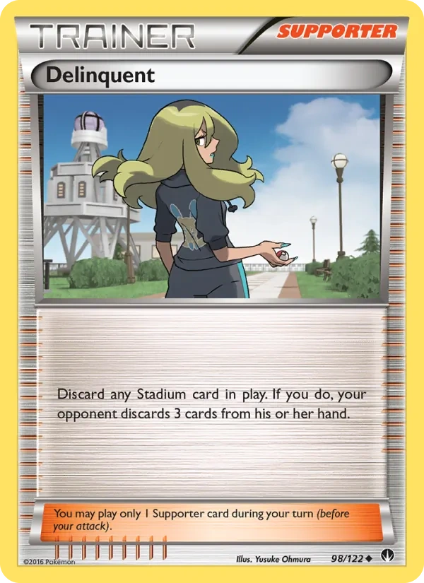 Delinquent 098b/122, BREAKpoint English Yellow A Alternate art, card art reference